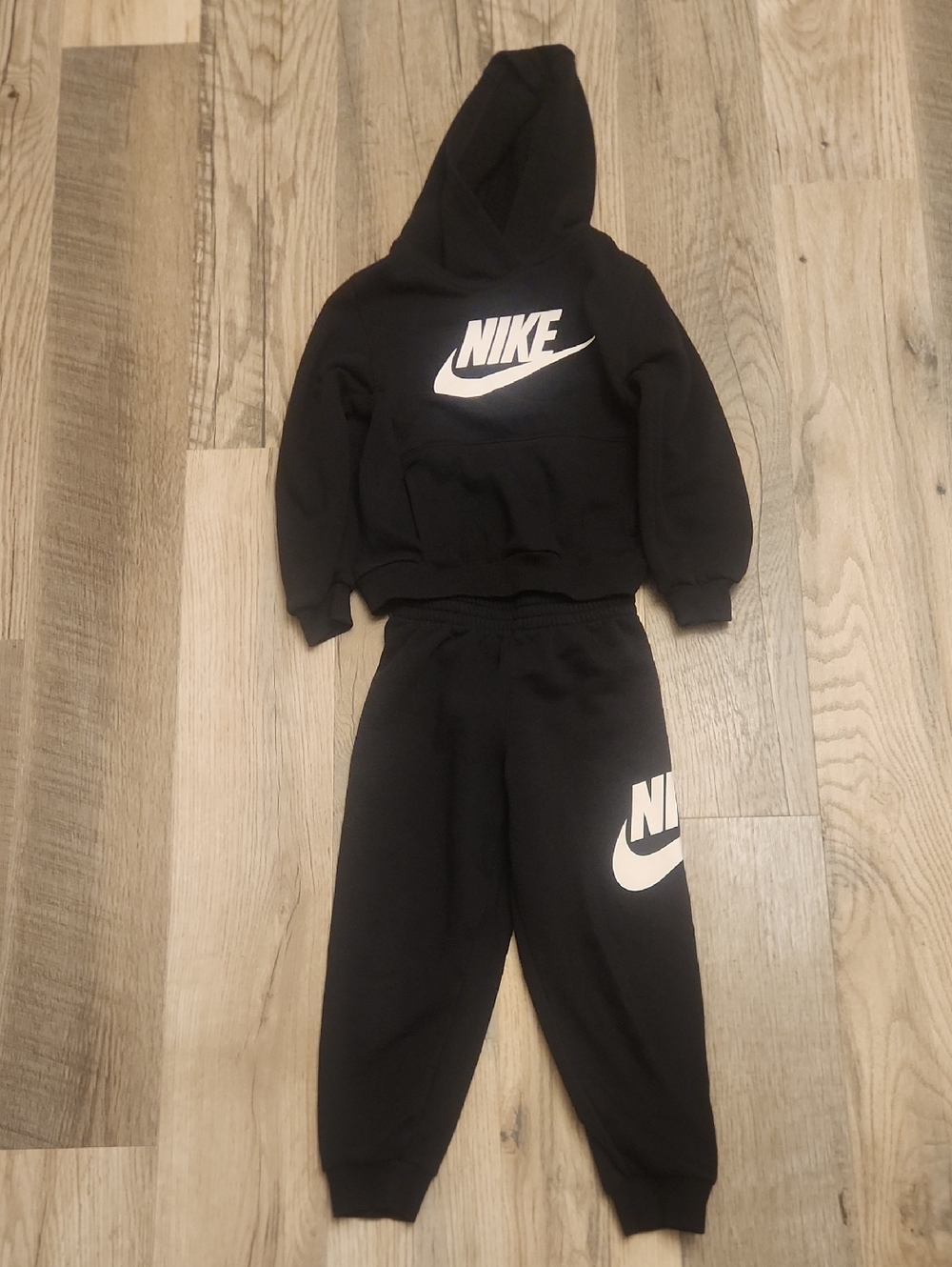 Nike Kids Black Hoodie & Joggers Set with White Logo